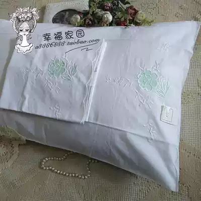 Foreign trade exports to Europe and the United States White T C blended green flower cloth plaster pillow case pair price