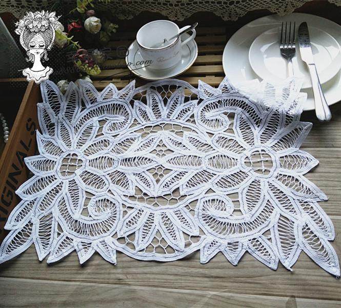 Foreign trade Original single outlet UK pure cotton white handmade full work 100 with Lirese meal cushion disc cushion small cover towels
