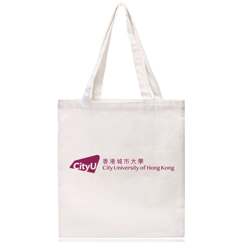 Hong Kong City University Canvas Bag Cityu Graduation Tote Bag Souvenir Shoulder Bag for Women Off-White