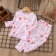 2024 new children's pure cotton home clothes suit summer long-sleeved pajamas thin air-conditioned clothes for boys and girls