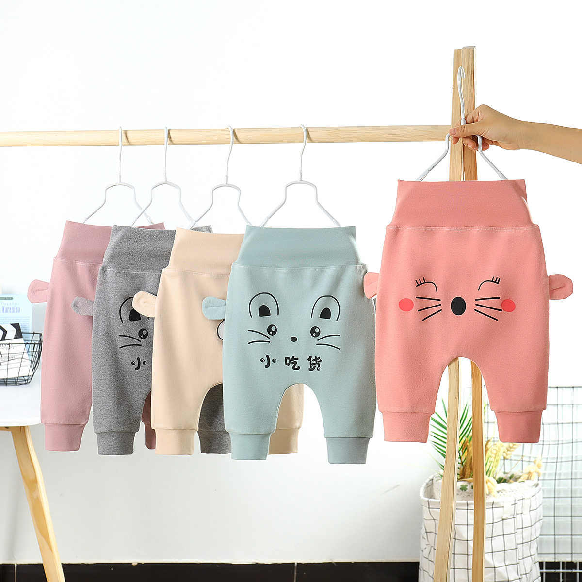 2022 Baby pants spring and autumn new children's recreational trousers for boys and girls large PP pants baby high waist belly belly tide