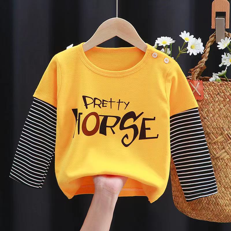 Children's pure cotton internal lap clothes autumn new long sleeves T-shirt single blouse boy girl baby autumn winter child clothing