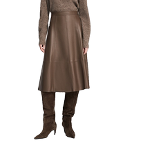 ELLASSAY 24 autumn and winter new Maillard pleated A-type half leather skirt for women EWE354X034