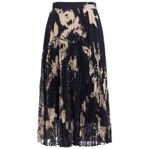 ELLASSAY 24 early autumn new high-waisted slim mid-length temperament printed pleated skirt for women