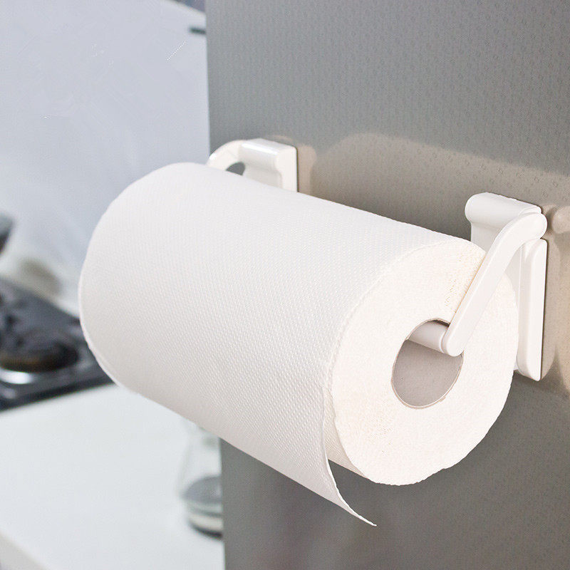 Japanese Kitchen Paper Towel Shelf Magnet Drum Toilet Paper Rack Fridge Shelving wall-mounted Perforated Preservation Film Containing shelf