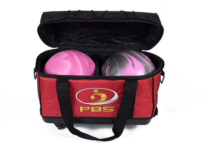 PBS bowling đôi bóng túi hai túi bóng mà không có dây buộc di động bánh xe phổ quát 2 túi bóng đôi túi bóng kéo đôi túi màu đỏ - Quả bóng bowling bowling đồ chơi