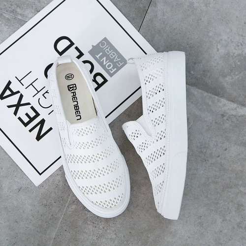 人本 Тканевая обувь, дышащие лоферы на плоской подошве, в корейском стиле