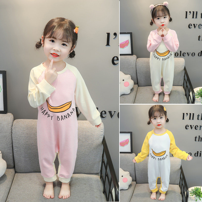 Baby Sleepwear Spring Autumn Pure Cotton Children Fall Long Sleeves Thin and Anti-kicking Clothes Girl Cute Loose Family Clothes