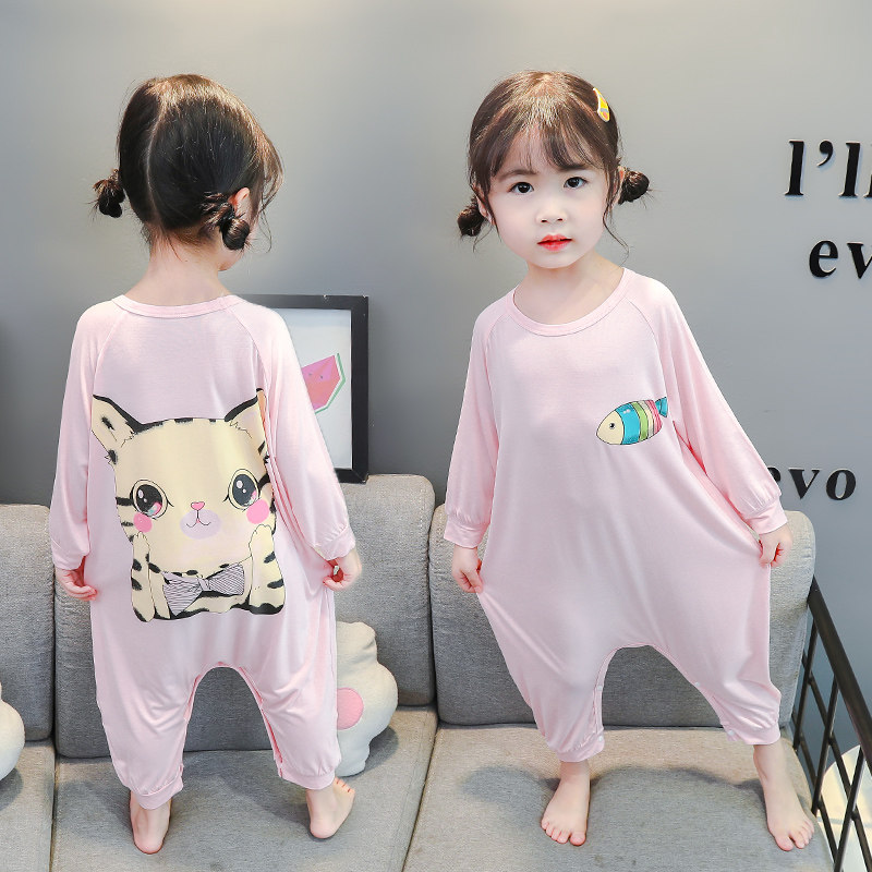 Modale children's sleep-clad pure cotton slim fit summer air conditioning clothes baby clothes baby loose spring and autumn sleeping bag