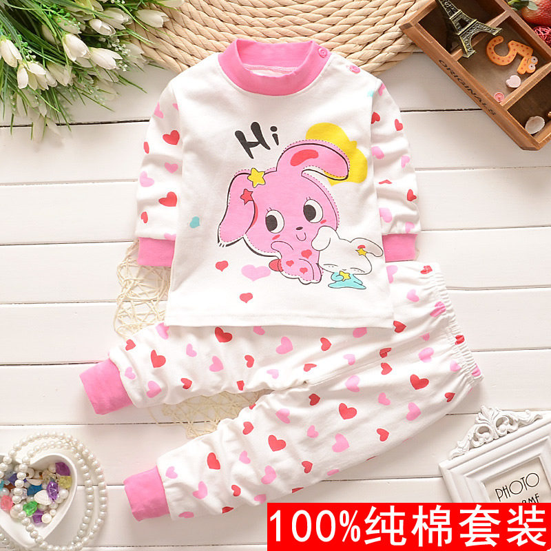 Children's autumn clothes sanitary pants suit 100% pure cotton full cotton baby girl boy 5-6-4-7-8 years 9 fever coat