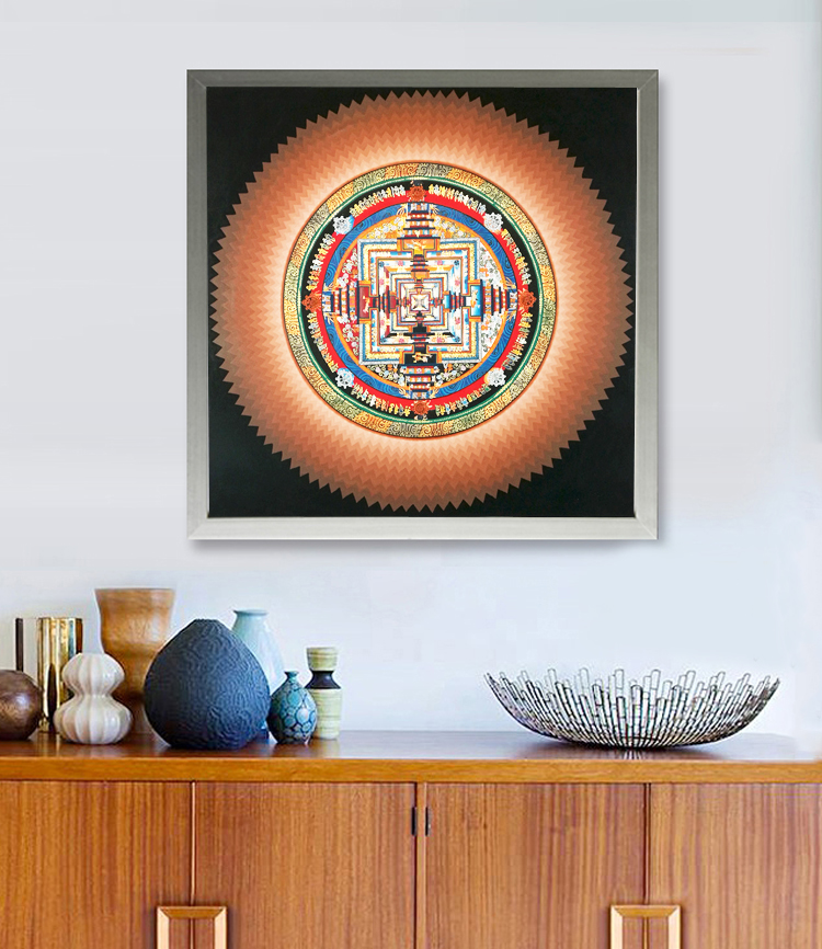 Tibet Nepal Pure Handpainted Donka Natural Mineral Pigment Paint Lamas Decoration Hanging Painting of the Altar City 38 * 38cm