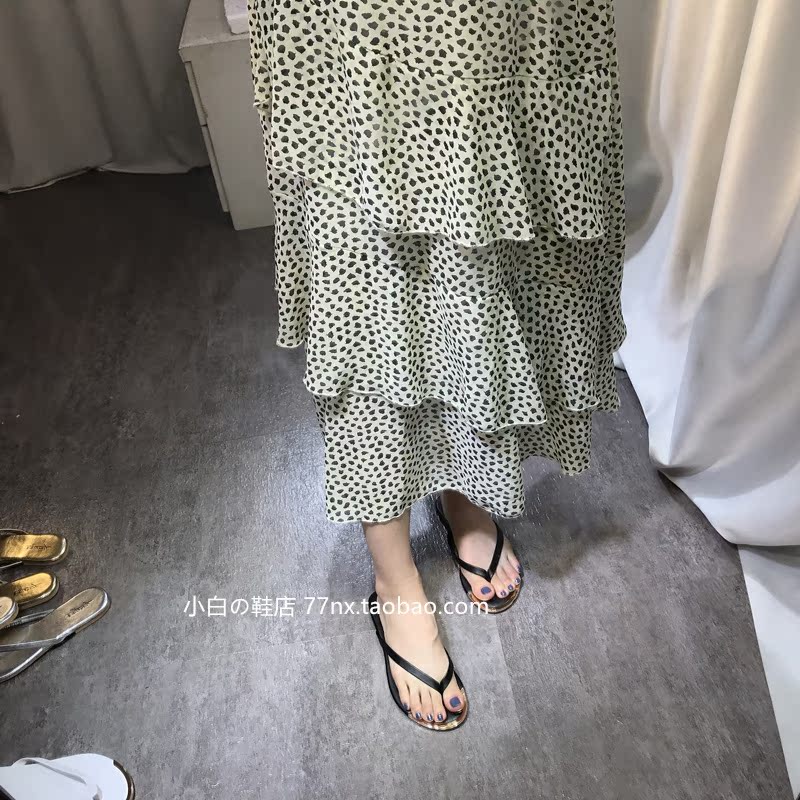 Dép xỏ ngón mùa hè dép lười bên ngoài mang giày đế bằng đi biển thời trang phải có giày da báo hoang dã - Dép giày quai hậu nữ