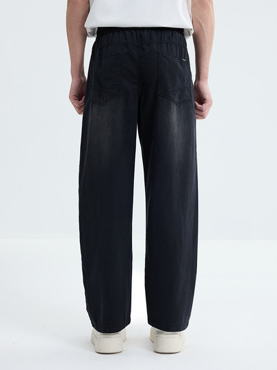 Black Zeming Men's Elastic Waist Tie Casual Pants 2026 Spring New Style Drape Loose and Versatile Scimitar Pants