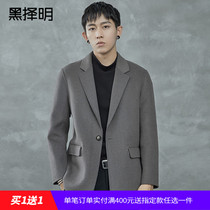 Black Xenming men double-sided suit 2020 Autumn New slim wool jacket Korean trend woolen coat