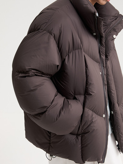 Black Select Ming Puff Goose Down Down Jacket 25 Winter New Geometric Quilted 90 Down Warm Stand Collar Short Jacket