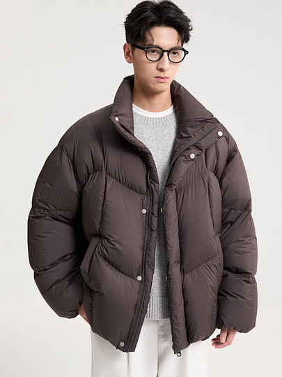 Black Zeming 90 goose down puff stand collar short down jacket for men 25 winter new warm high-end fashion jacket