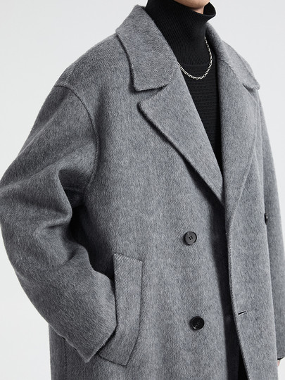 High-end detachable down lining wool double-sided woolen coat men's mid-length winter casual woolen coat