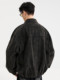 Black Zeming Men's Retro Washed Denim Lapel Jacket 2025 Autumn New Commuting Loose Cotton Jacket