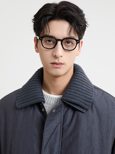 Black Ze Ming Knitted Splicing Lapel Down Jacket Men's 2025 Winter New Short Warm Bread Jacket