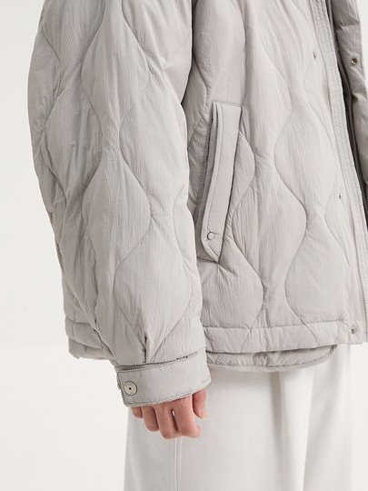 Black Zeming Men's Quilted Stand Collar Down Jacket 2025 Winter New Casual Loose Short Profile Warm Jacket