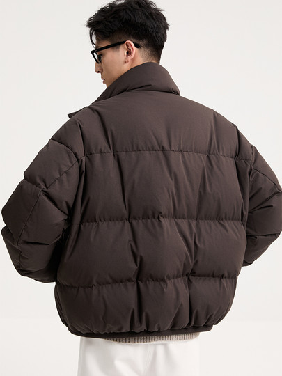 Black Zeming Men's Twill Stand Collar Down Jacket 2025 Winter New Short Profile Windproof Warm Short Jacket