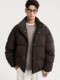 Black Zeming Men's Twill Stand Collar Down Jacket 2025 Winter New Short Profile Windproof Warm Short Jacket