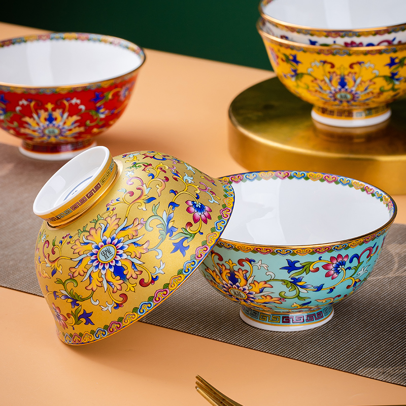 Home Bowl Single Bone Rice Bowl Noodle Bowl High Bowl Ceramic Bowl Soup Bowl