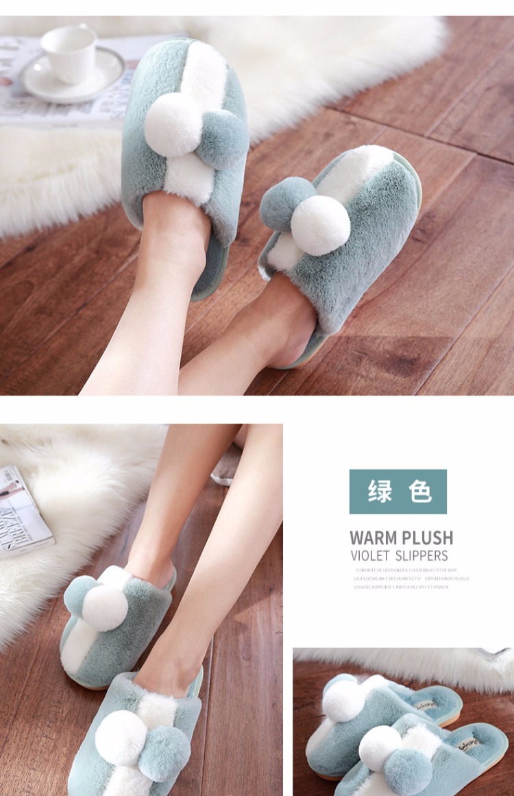 宜 阁 dép cotton nam và nữ mùa đông dép lông trong nhà sang trọng dễ thương dày phiên bản Hàn Quốc của cặp vợ chồng dép nhựa đi trong nhà vệ sinh