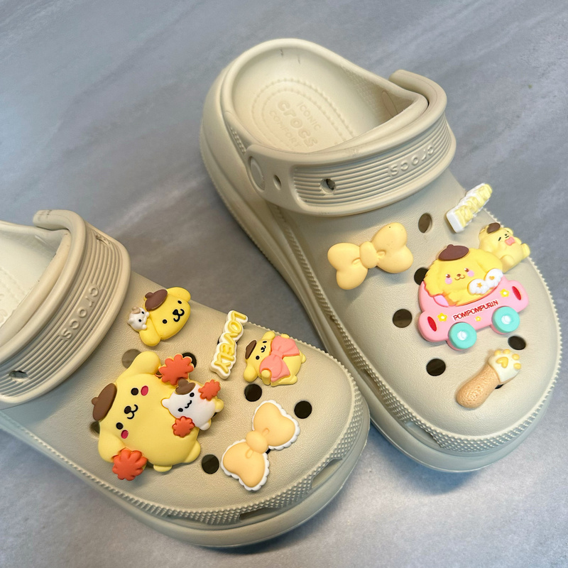 Suitable for Crocs Shoes, Shoe Charms, Pudding Dog Shoe Decorations, Cute Cartoon Yellow Puppy Sanrio Accessories