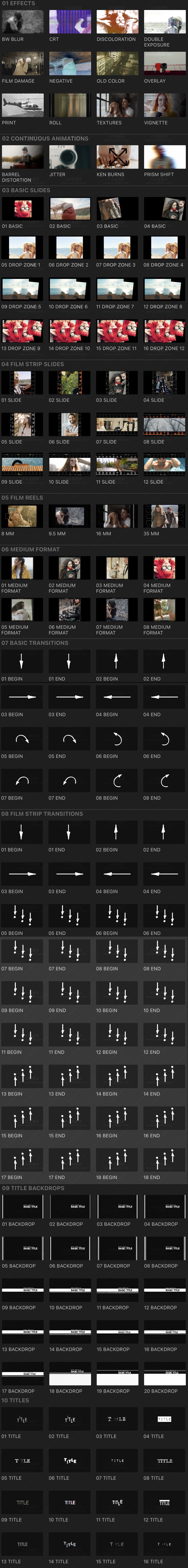 FCPX插件-复古电影胶片卷轴幻灯片视觉动画效果 v2.0-LookAE.com FCPX插件-复古电影胶片卷轴幻灯片视觉动画效果 v2.0
