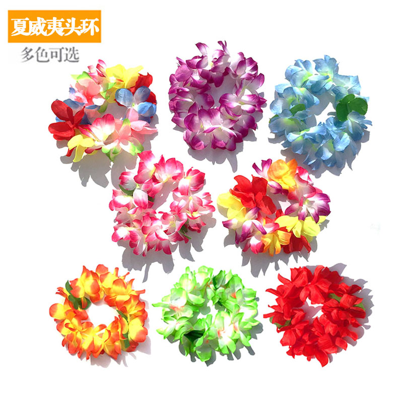 Hawaiian Hula Dance Garland Decoration Girls Dance Bracelet Children Adult Headwear Wrist Hula Dance Props