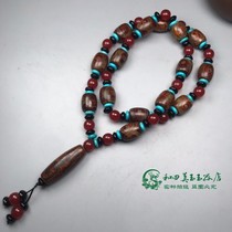Tibetan natural nine-eye three-eye Dzi bead necklace Tibetan agate chalcedony Seiko heaven-eye Dzi bead sweater chain