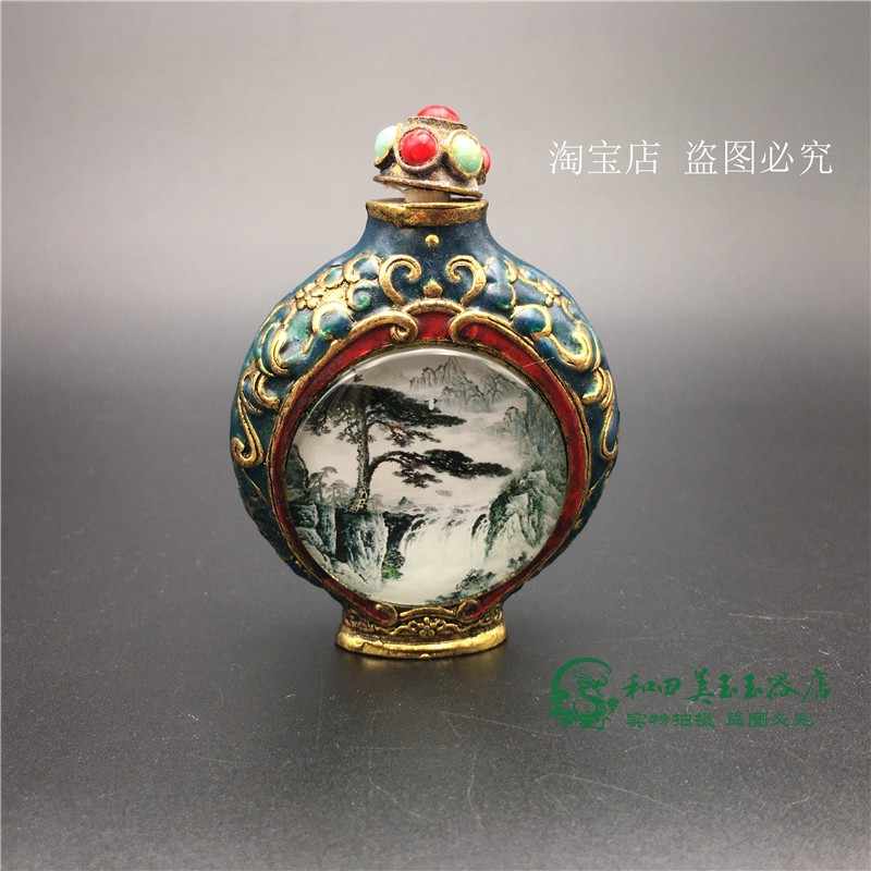鼻煙壺 手绘 「蓮」內繪手書 精品 中國傳統工藝美術品 鼻煙壺 手绘 「蓮」內繪手書 精品 中國傳統工藝美術品