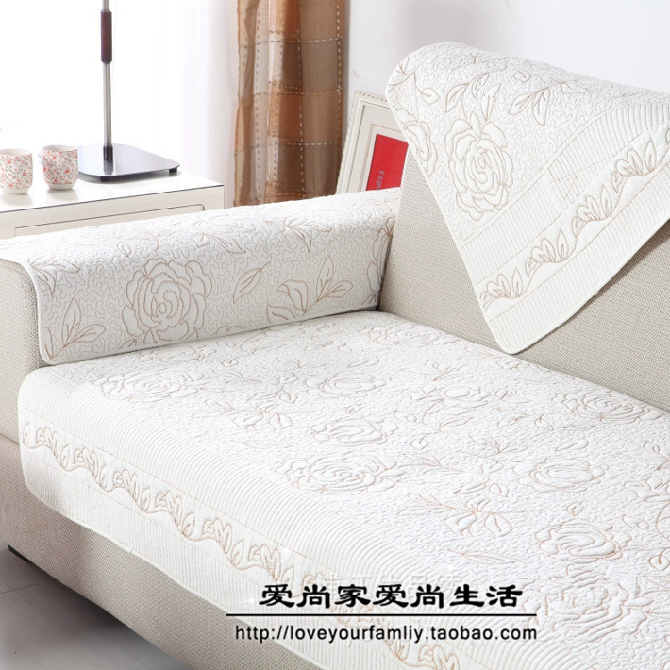 Bốn mùa vải bông phổ quát chống trượt đệm ghế sofa đơn ba người bông thêu hoa hồng đệm cửa sổ bay thảm bò - Ghế đệm / đệm Sofa