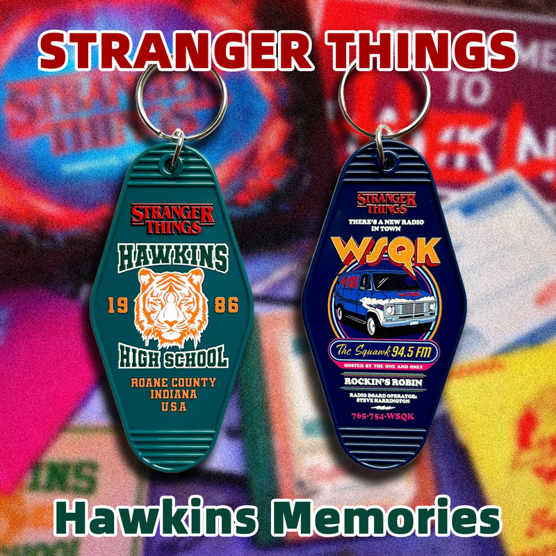 Stranger Things Pendant, Retro American-Style Keychain, Motel Room Card