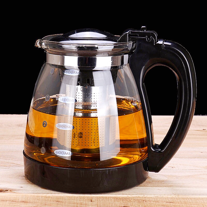 Boiling water straight flush flower teapot heat-resistant glass home restaurant teacup teacup tea set stainless steel filter large capacity tea brewer