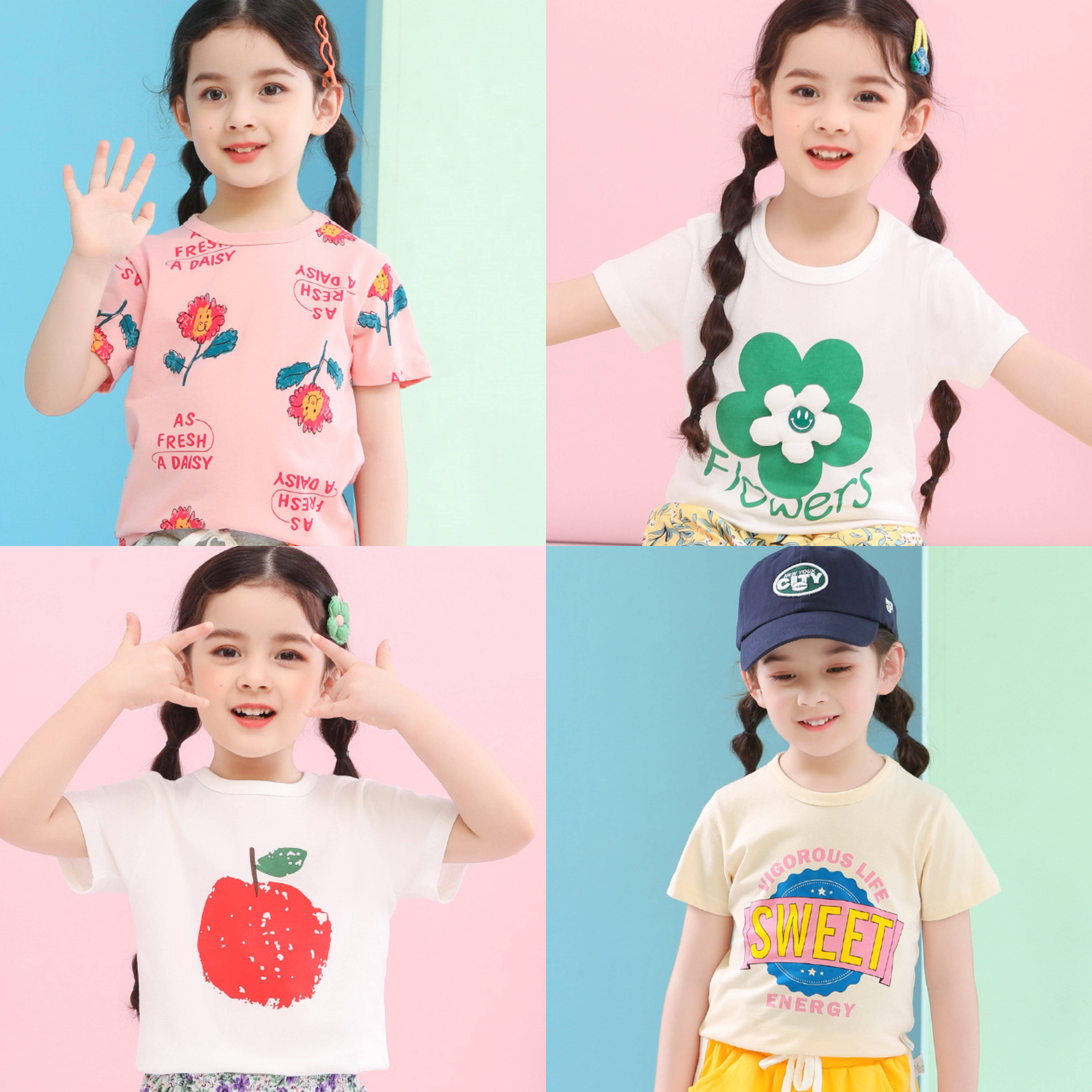 Children's baby girl cotton short-sleeved t-shirt girl top new summer cartoon baby cotton clothes casual children's clothing