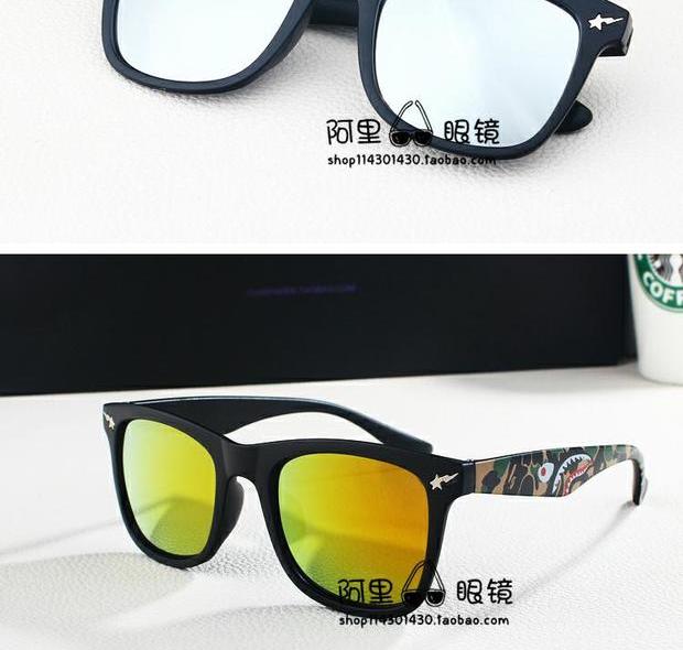 Xin Li Chen ngọt ngào với thẻ thủy triều 猿 đầu kính râm cá mập hộp ngụy trang kính râm phản chiếu đầy màu sắc nam và nữ kính râm kính chống ánh sáng xanh