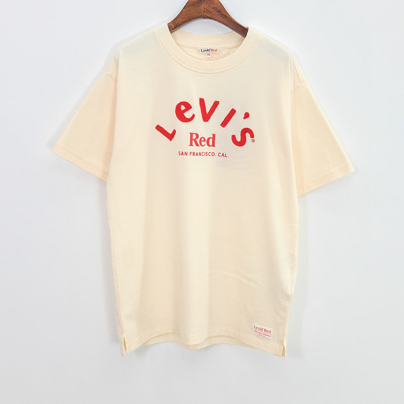 men RED white cotton short sleeve 
