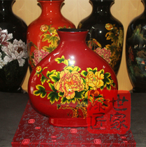 Fuzhou Sanbaos Fuzhou Tyre Peeling Lacquer of Hemp Cloth with traditional technique Gift peony flat vase T-5