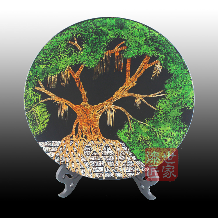 Fuzhou Detire Lacquerware Lacquer Pan Fuzhou Sanbao Specialty Crafts Gift Egg Shell Inlaid Banyan Tree-Fuzhou Banyan City