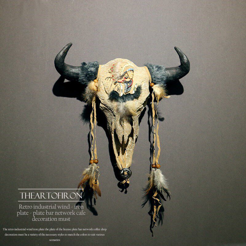 Mayan Indian chief bull head decoration wall hanging wall decoration creative dining room bar wall decoration pendant pendant