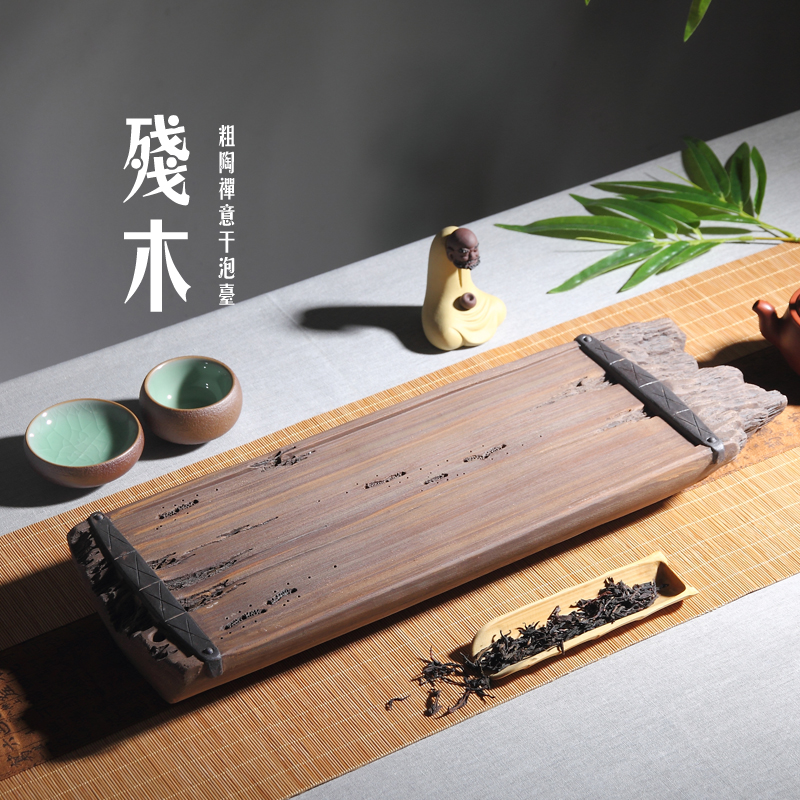 Day Style Retro Coarse Pottery Home Dry Tea Desk Handmade Mini Zen Tea Tray Storage Water Storage Mini Ceramic Tea Sea