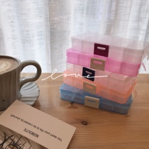 10 lattice transparent plastic storage box Multi-lattice stud earrings jewelry box finishing box spacer B002