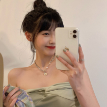 Bear sweater necklace female 2021 New Tide niche design sense ins hip hop choker sweater chain accessories