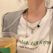 Hip hop double bear pendant necklace female 2021 New Tide ins niche design sense sweater chain choker