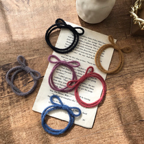 Commuter wild simple bow hair accessories womens Korean hair rope ponytail leather band tie head rope meatball hair ring F263