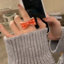 Cute Teenage Girl Hearts Butterfly Knot Christmas Day Rings Girls Sweet Temperament Opening Small Crowd Design Forefinger Ring