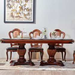新美式简约复古实木餐桌家具家用饭桌长方形桌子个性创意可定制