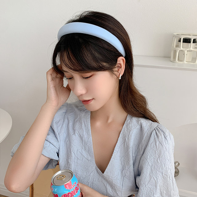 Sponge headband women's summer candy color wide-brimmed retro face wash high skull headband hairpin headdress new Korean hair accessories